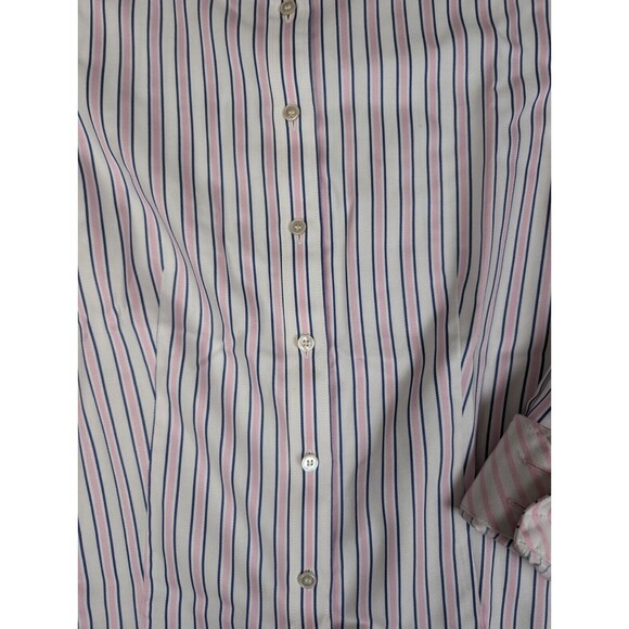 Talbots Shirt Womens Size 4 Long Sleeve Button Up Collared Non Iron Pink Stripe - Picture 2 of 12